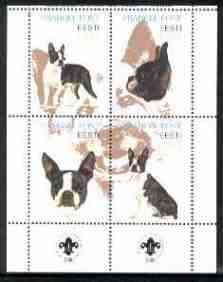 Estonia (Prangli) 2000 Dogs #1 perf sheetlet of 4 with Scouts Logo in bottom margin, stamps on , stamps on  stamps on dogs, stamps on scouts, stamps on boston terrier