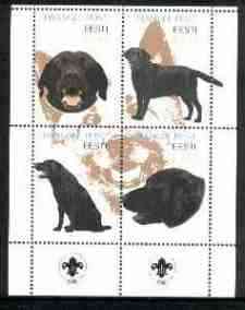 Estonia (Prangli) 2000 Dogs #2 perf sheetlet of 4 with Scouts Logo in bottom margin, stamps on , stamps on  stamps on dogs, stamps on scouts, stamps on labrador