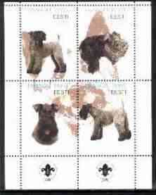Estonia (Prangli) 2000 Dogs #3 perf sheetlet of 4 with Scouts Logo in bottom margin, stamps on dogs, stamps on scouts, stamps on schnauzer