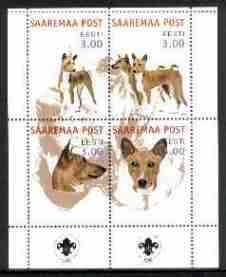 Estonia (Saaremaa) 2000 Dogs #3 perf sheetlet of 4 with Scouts Logo in bottom margin unmounted mint, stamps on , stamps on  stamps on dogs, stamps on scouts, stamps on 