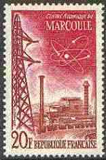 France 1959 Technical Achievements - Marcoule Atomic Power Station 20f unmounted mint, SG 1424*, stamps on atomics, stamps on energy, stamps on 