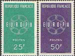 France 1959 Europa set of 2 unmounted mint, SG 1440-41, stamps on , stamps on  stamps on europa