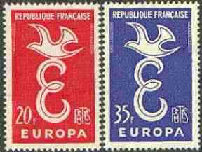 France 1958 Europa set of 2 unmounted mint, SG 1397-98, stamps on , stamps on  stamps on europa