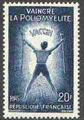 France 1959 Infantile Paralysis Relief Campaign 20f unmounted mint, SG 1444, stamps on disabled, stamps on medical, stamps on diseases