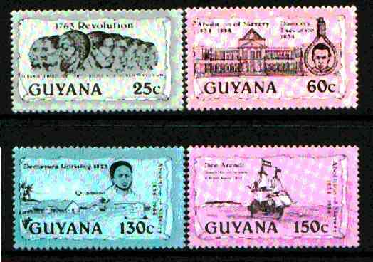 Guyana 1985 Abolition of Slavery (1st issue original colours) unmounted mint, SG 1547-50*, stamps on slavery, stamps on ships