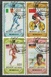 Mongolia 1989 Seoul Olympic Games Winners set of 4 cto used, SG 2044-47*, stamps on , stamps on  stamps on olympics, stamps on bicycles, stamps on swimming, stamps on fencing, stamps on running