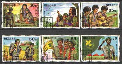 Belize 1982 Birth Anniversary of Lord Baden-Powell set of 6 cto used, SG  687-92*, stamps on , stamps on  stamps on scouts, stamps on guitar