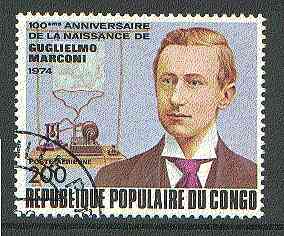 Congo 1974 Birth Centenary of Marconi very fine used, SG 416*, stamps on , stamps on  stamps on personalities, stamps on  stamps on radio, stamps on  stamps on communications, stamps on  stamps on nobel, stamps on  stamps on physics, stamps on  stamps on marconi