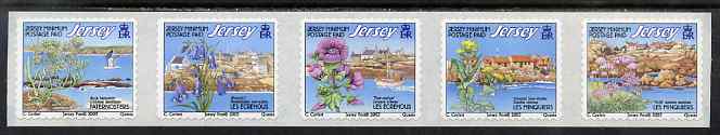 Jersey 2003 Offshore Reefs set of 5 in self-adhesive strip of 5 NVI stamps (2003 imprint) unmounted mint, SG 1107-11, stamps on , stamps on  stamps on flowers, stamps on  stamps on 