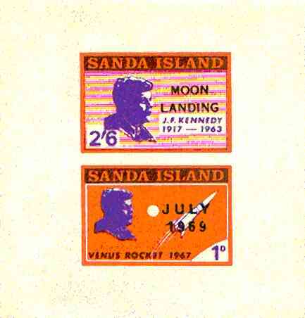 Sanda Island 1969 Kennedy imperf m/sheet opt'd Moon Landing unmounted mint, stamps on , stamps on  stamps on kennedy, stamps on personalities, stamps on space