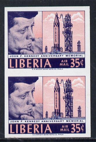 Liberia 1964 Kennedy Memorial 35c unmounted mint imperf proof pair, stamps on kennedy  personalities  space