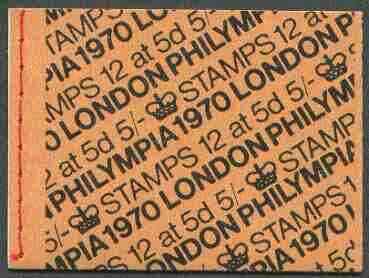 Great Britain 1970 Philympia 5s booklet complete and pristine, SG HP34, stamps on stamp exhibitions