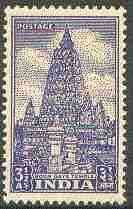 India 1949 Bodh Gaya Temple 3.5a bright blue unmounted mint (light overall toning) SG 315, stamps on architecture, stamps on churches, stamps on temples, stamps on  kg6 , stamps on 