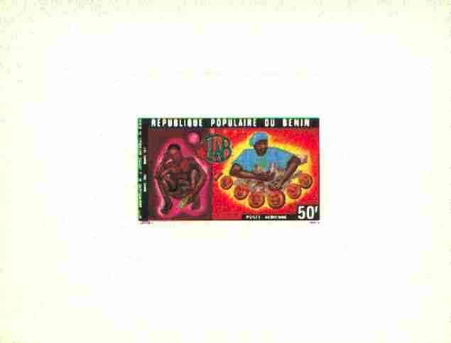 Benin 1977 National Lottery die proof in issued colours on sunken glossy card, as SG 647, stamps on gambling, stamps on money