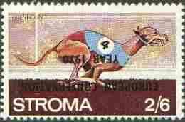 Stroma 1970 Dogs 2s6d (Greyhound) perf single with European Conservation Year 1970 opt inverted unmounted mint*, stamps on animals, stamps on dogs, stamps on greyhound