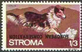 Stroma 1970 Dogs 1s3d (Collie) perf single with European Conservation Year 1970 opt inverted unmounted mint*, stamps on animals, stamps on dogs, stamps on collie