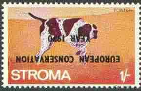 Stroma 1970 Dogs 1s (Pointer) perf single with European Conservation Year 1970 opt inverted unmounted mint*, stamps on animals, stamps on dogs, stamps on pointer