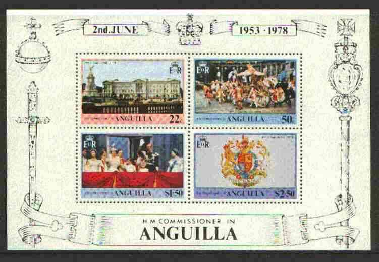 Anguilla 1978 Coronation 25th Anniversary m/sheet, SG MS 324 unmounted mint, stamps on , stamps on  stamps on royalty, stamps on coronation, stamps on unicorns