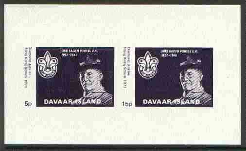 Davaar Island 1971 Hong Kong Scouts Diamond Jubilee imperf m/sheet (5p & 15p dark blue) unmounted mint, stamps on , stamps on  stamps on scouts