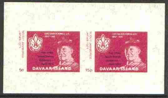 Davaar Island 1973 Scouts Stamp Exhibition opt on Japan Scout Jamboree imperf m/sheet (5p & 15p claret) unmounted mint