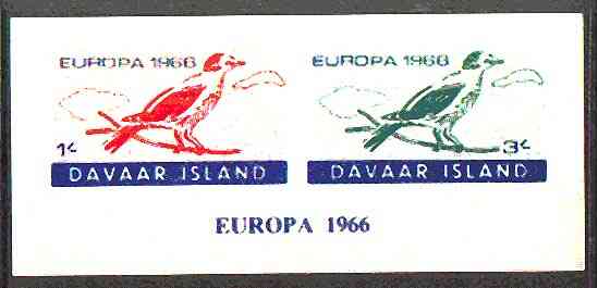 Davaar Island 1966 Europa imperf m/sheet (birds) unmounted mint, stamps on , stamps on  stamps on europa, stamps on birds