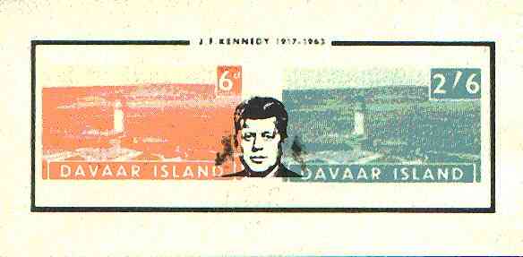 Davaar Island 1964 J F Kennedy opt on imperf Lighthouses m/sheet (6d & 2s6d) unmounted mint, stamps on , stamps on  stamps on kennedy, stamps on personalities, stamps on lighthouses