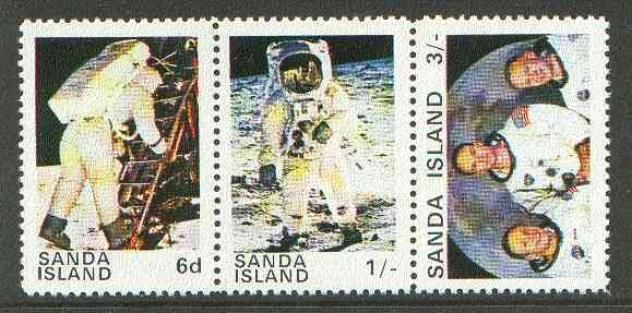 Sanda Island 1970 Apollo 11 Moon Landing unmounted mint perf set of 3, stamps on , stamps on  stamps on space