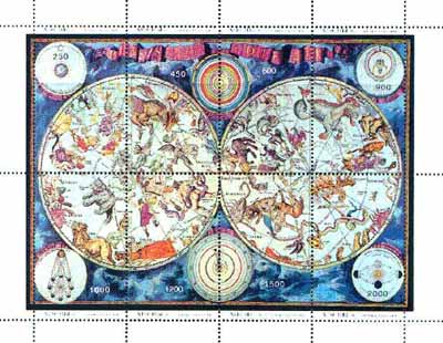 Abkhazia 1996 Zodiac Map composite perf sheet containing 8 values, unmounted mint, stamps on , stamps on  stamps on space, stamps on astrology, stamps on zodiac, stamps on astronomy, stamps on  stamps on zodiacs