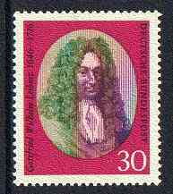 Germany - West 1966 Death Anniversary of Gottfried Leibniz (scientist & Mathematician) unmounted mint SG 1423*, stamps on , stamps on  stamps on personalities, stamps on science, stamps on maths