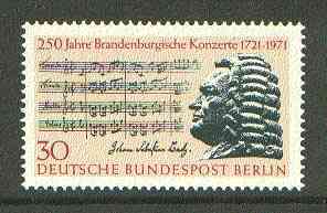 Germany - West Berlin 1971 Bach's Brandenburg Concerto unmounted mint SG B393, stamps on , stamps on  stamps on music, stamps on composers, stamps on bach