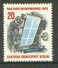 Germany - West Berlin 1972 Stamp Day (Printing-press) unmounted mint SG B423, stamps on , stamps on  stamps on postal, stamps on printing