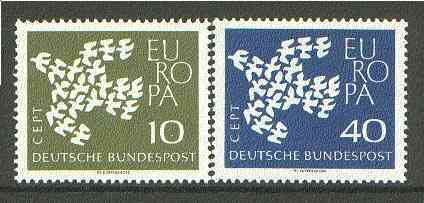 Germany - West 1961 Europa set of 2 unmounted mint SG 1281-82, stamps on europa