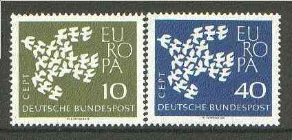 Germany - West 1961 Europa set of 2 unmounted mint SG 1281-82, stamps on , stamps on  stamps on europa