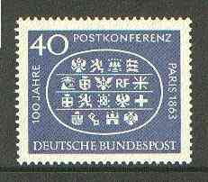 Germany - West 1963 Paris Postal Conference unmounted mint SG 1312*, stamps on , stamps on  stamps on postal