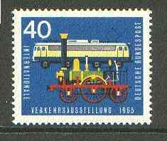 Germany - West 1965 Old & Modern Locomotives 40pf from Transport Exhibition set unmounted mint SG 1393*, stamps on , stamps on  stamps on railways