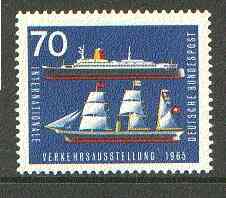 Germany - West 1965 Liner & Steamship 70pf from Transport Exhibition set unmounted mint SG 1395*, stamps on ships