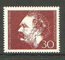 Germany - West 1966 Werner von Siemens (electrical engineer) unmounted mint SG 1433*, stamps on , stamps on  stamps on personalities, stamps on engineering, stamps on  stamps on electricity