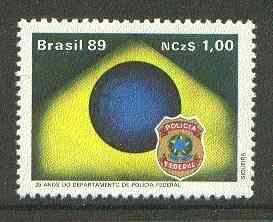 Brazil 1989 Federal Police Department unmounted mint SG 2392*, stamps on , stamps on  stamps on police