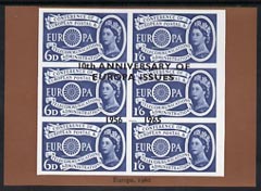 Exhibition souvenir sheet for 1965 - 10th Anniversary of Europa Issues, brown border unmounted mint, stamps on cinderella, stamps on stamp exhibitions, stamps on europa