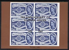 Exhibition souvenir sheet for 1965 - 10th Anniversary of Europa Issues, brown border unmounted mint, stamps on , stamps on  stamps on cinderella, stamps on stamp exhibitions, stamps on europa