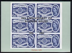 Exhibition souvenir sheet for 1965 - 10th Anniversary of Europa Issues, blue border unmounted mint, stamps on , stamps on  stamps on cinderella, stamps on stamp exhibitions, stamps on europa