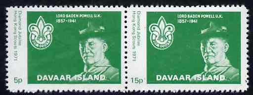 Davaar Island 1971 Hong Kong Scouts Jamboree perf set of 2 (5p & 15p green) unmounted mint, stamps on scouts