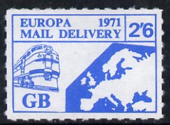 Cinderella - Great Britain 1971 Rouletted 2s6d blue (Europe surface rate) produced for use during Great Britain Postal strike unmounted mint