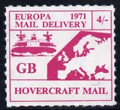 Cinderella - Great Britain 1971 Rouletted 4s magenta (Europe Hovercraft rate) produced for use during Great Britain Postal strike unmounted mint, stamps on , stamps on  stamps on strike, stamps on hovercraft