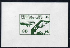 Cinderella - Great Britain 1971 imperf 4s green m/sheet (Europe Airmail rate) produced for use during Great Britain Postal strike unmounted mint