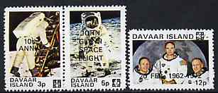 Davaar Island 1972 John Glenn Flight Anniversary opt on 1970 Apollo 11 Moon Landing unmounted mint perf set of 3, stamps on , stamps on  stamps on space, stamps on  stamps on masonics, stamps on  stamps on masonry