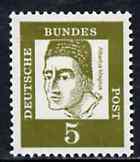 Germany - West 1961 Albertus Magnus 5pf (philosopher) on ordinary paper (from famous Germans def set) unmounted mint SG 1261A, stamps on , stamps on  stamps on personalities, stamps on philosophy