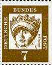 Germany - West 1961 St Elisabeth of Thuringia 7pf (13th Cent Christian) on ordinary paper (from famous Germans def set) unmounted mint SG 1262A*, stamps on personalities, stamps on religion, stamps on saints