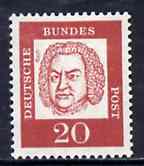 Germany - West 1961 Johann Sebastian Bach 20pf (Composer) on fluorescent paper (from famous Germans def set) unmounted mint SG 1266B