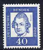 Germany - West 1961 Gotthold Lessing 40pf (Writer) on fluorescent paper (from famous Germans def set) unmounted mint SG 1269B, stamps on personalities, stamps on literature
